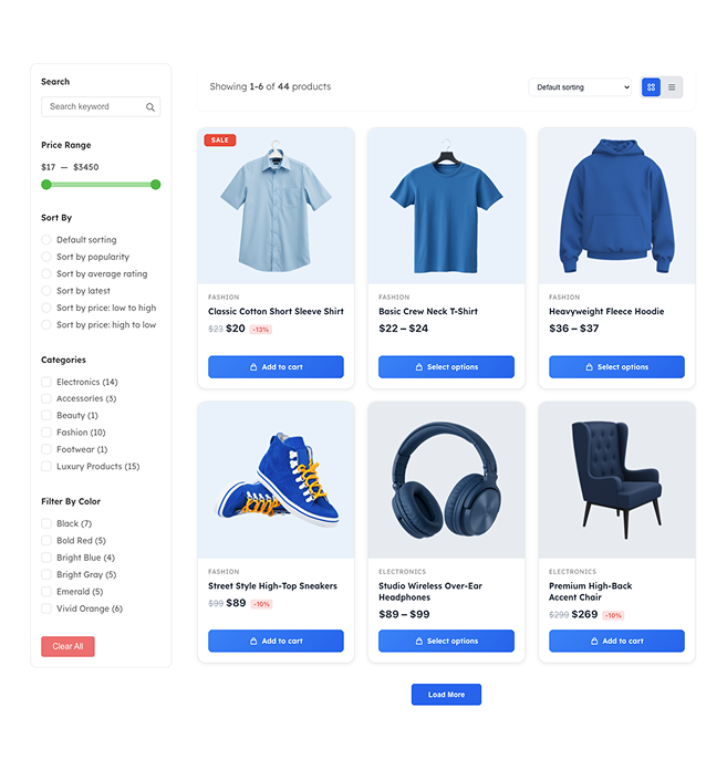 Modern Product Grid With Sidebar