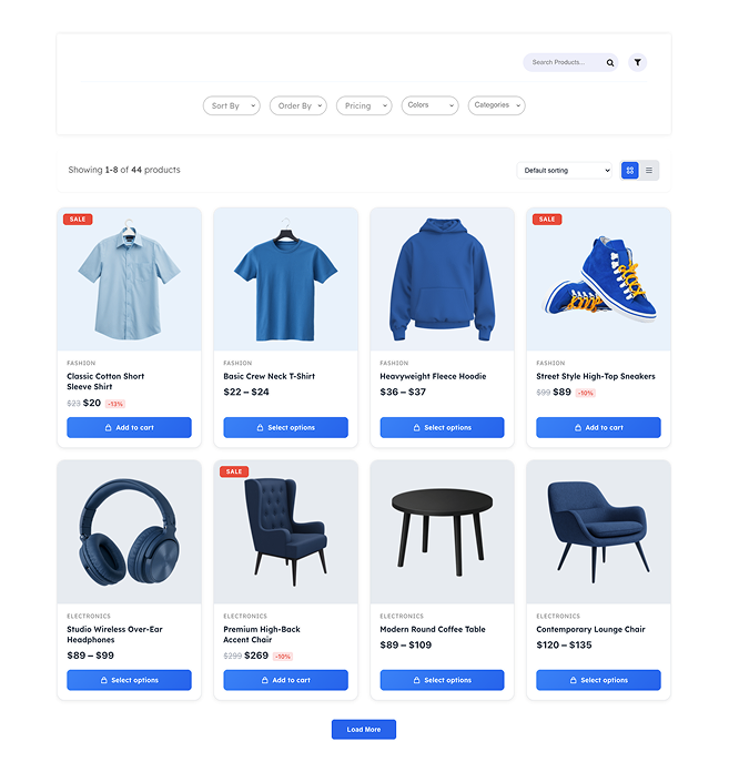 Modern Product Grid – Infinite Scroll