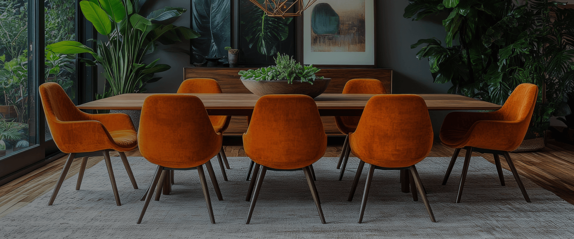 Refined dining space with timber table and soft natural light